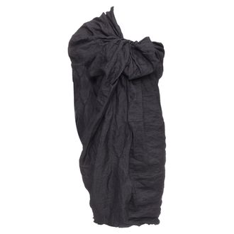 Lanvin ramie metal blend one shoulder bow mini dress