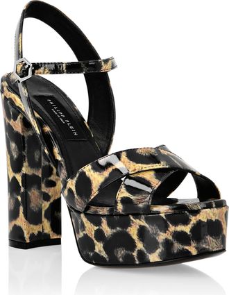 Philipp Plein Patent leather Sandals High Heels Leopard