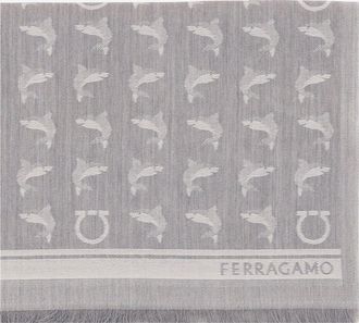 Ferragamo Mens Scarf Light Grey Wool Scarfs