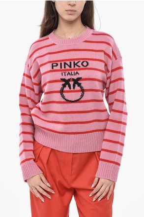 Pinko Wool Knit NEW BURGOS With Striped Pattern And Jacquard Logo size Xs