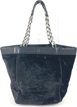 Chanel Black Leather Shoulder Bag Tote Bag (Pre-Owned)