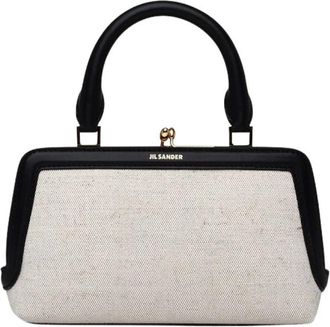 Jil Sander Goji Mini Handtas met Linnen Canvas - Dames - Handtassen - Beige - ONE Size - Linnen - Tassen