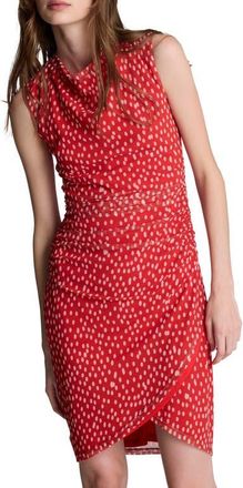 Kenneth Cole Polka Dot Sleeveless Mesh Minidress in Lava Red/Oyster at Nordstrom, Size Medium