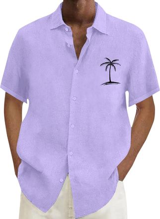 Generic DENGJIAMY Mens Hawaiian Shirts Short Sleeve Mens Plus Size Vacation Beach Button Down Shirt Summer Casual Classic Basic Plain Tops Men Clothes (Hot Pi