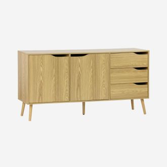 Sweeek Sweeek - Aparador Estilo Escandinavo Con 2 Puertas, 160cm, Nepal, Efecto Fresno, 160x40x80 Cm