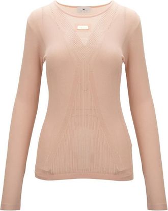 Elisabetta Franchi Round-neck Truien - Dames - Ronde hals truien - Beige - S - Truien & Vesten