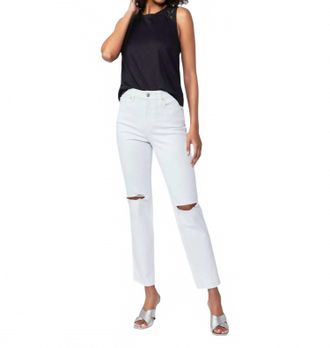 Paige Noella High Rise Jeans In Soft Ecru Destructed