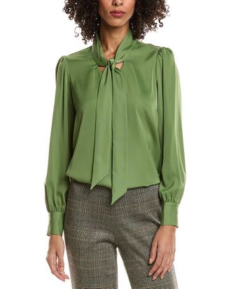 T Tahari Bow Neck Tie Blouse