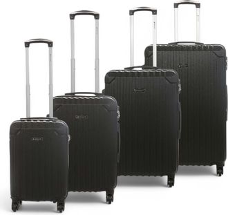 Infinity Leather Harde kofferset met zwarte ABS-behuizing en 8 wielen