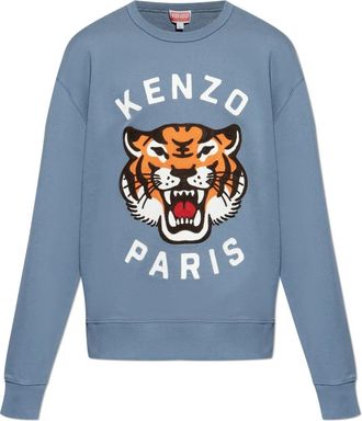 Kenzo Sweatshirt met tijgerkop - Heren - Sweatshirts - Blauw - S - Katoen - Hoodies & sweatvesten