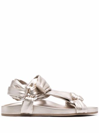 Red(v) Puffy Strap sandals - Gold