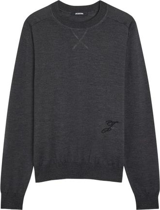 Jacquemus Truien & Vesten, Heren, Grijs, M, Wol, Brode Crewneck Trui