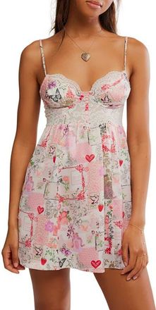 Free People Midnight Muse Mini Nightgown in Ivory/Floral Print Combo at Nordstrom, Size X-Large