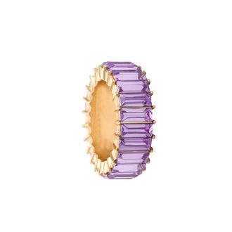 Generic Rainbow Geometric Jewelry Studded Stone Wedding Band Handmade for Women Unique Design Elegant Ring (Purple, One Size)