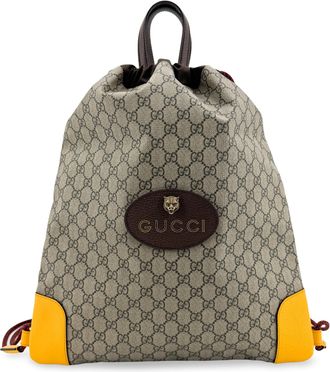 Gucci Neo Vintage Drawstring Gg Coated Canvas Beige Canvas Backpack Bag (Pre-Owned)