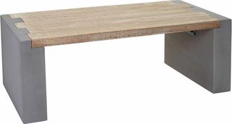 Hhg Mesa De Centro Hhg 905, Mesa De Sal&oacute;n, Aspecto Hormig&oacute;n Madera De Abeto Maciza R&uacute;stica Certificado Mvg 46x122x60cm