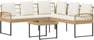 vidaXL Conjunto De Sof&aacute;s De Jard&iacute;n 2 Uds. Natural Vidaxl