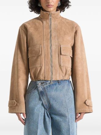 Mani&egrave;re De Voir Nawel suede cropped jacket - women - Fabric - 16 - Brown