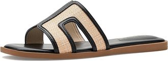 Journee Collection Primah Womens Sandals Black/Natural Raffia : 9.5 M, Leather
