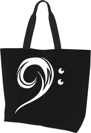AOOEDM Bass Clef Ladies Canvas Tote Reusable Shopping Bag