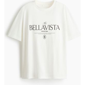 H&M Oversized T-shirt in White/bellavista at Nordstrom, Size X-Small
