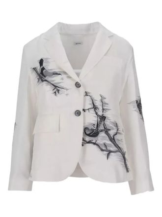 Thom Browne bird print jacket - women - Fabric - 42 - White