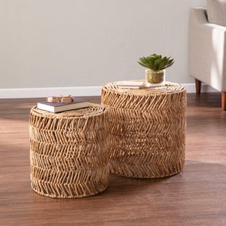 SEI Davari Water Hyacinth Nesting Tables 2Pc Set