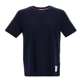 Thom Browne T-Shirts, male, Blue, Size: 2XL Jersey Relaxed Side Slit Tee