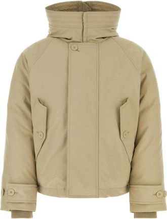 Ferragamo Gewatteerde beige jas van polyesterblend - Heren - Winterjassen - Beige - M - Polyester - Jassen
