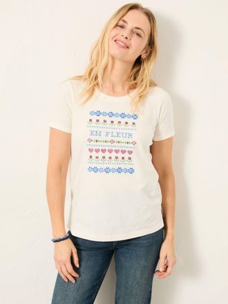 Fat Face FatFace Natalie Ivory Tapestry T Shirt