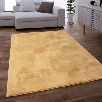 Paco Home Paco Home - Alfombra Salon Pelo Largo Se Puede Lavar En La Lavadora Suave Felpa Amarillo 140x200 Cm