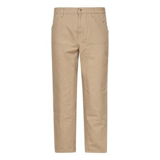 Carhartt Work in Progress Carhartt Wip, Straight Trousers, male, Beige, Size: W29 Beige Trousers with Logo Closure