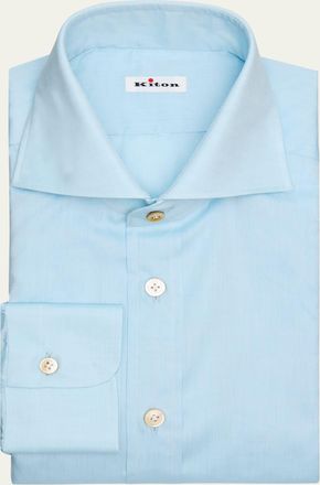 Kiton Mens Cotton Voile Spread Collar Dress Shirt