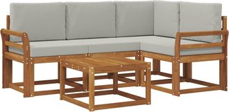 vidaXL Conjunto De Sof&aacute;s De Exterior 5 Uds. Natural Y Gris Claro Vidaxl