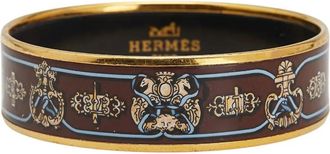 Hermès 1900s Wide Horse Enamel Bangle 65 armband - Bruin