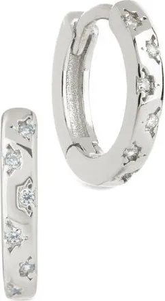 Sterling Forever Domenica Celestial Charm Huggie Hoop Earrings in Silver at Nordstrom Rack