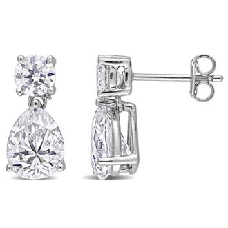 Amour 5 CT DEW Created Moissanite Two-stone Earrings In Sterling Silver