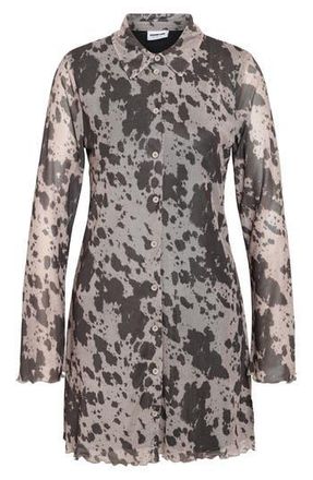 Noisy May Gracie Long Sleeve Mini Shirtdress in Birch Aop Black Cow at Nordstrom Rack, Size X-Small