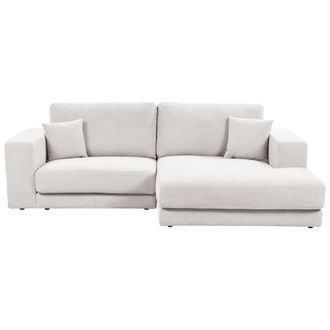 Beliani Sof&aacute; Esquinero Estilo Minimalista Tapizado En Tela Con Cojines Adicionales 3 Plazas A La Izquierda En Color Blanco Lofoten