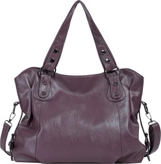 Generic PU Leather Shoulder Bag Large Tote Bag Underarm Bag for Women Shopping (Purple)