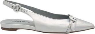 Halmanera Schoenen, Dames, Grijs, 39 EU, Leer, Zilver Iridescent Leren Slingback Schoenen