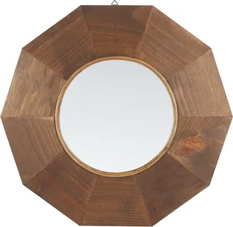 Beliani Beliani - Espejo De Pared De Madera De &Aacute;lamo Marr&oacute;n 60 Cm Colgante R&uacute;stico Moderno Asem