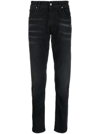 Salvatore Santoro logo-patch cotton slim-fit jeans - Black