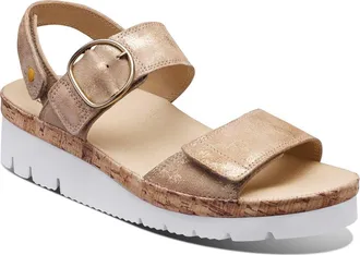 Samuel Hubbard Portola Two Strap Sandal in Gold Metallic Suede at Nordstrom, Size 10.5