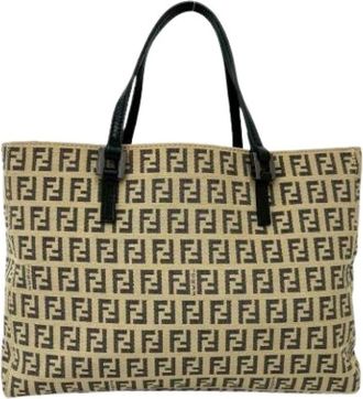 Fendi Pre-owned Tote Bags, female, Beige, Size: ONE SIZE Pre-owned Vintage Nylon Tote Bag
