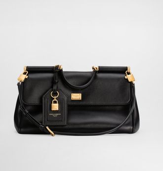 Dolce & Gabbana My Sicily Handbag In Plongé Calfskin - Woman Handbags Black Onesize