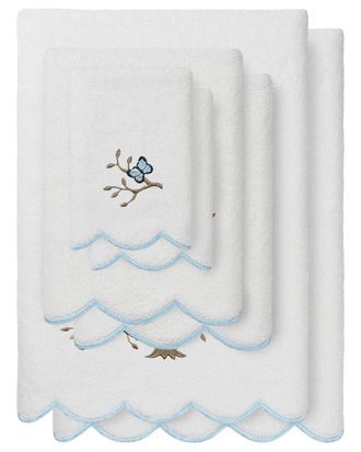 Linum Home Textiles 100% Turkish Cotton Teresa Scallop 6Pc Embellished Towel Set