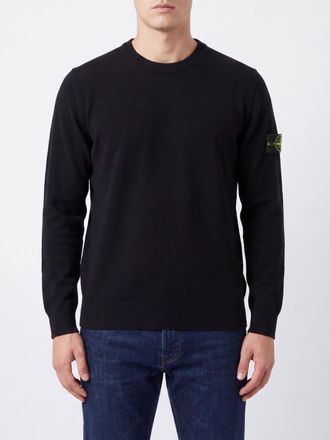 Stone Island Virgin Wool Crewneck Jumper with Compass Logo Patch