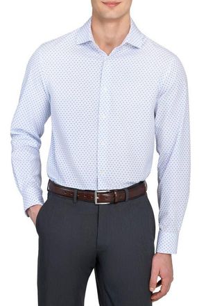 W.R.K Regular Fit Dash Print Performance Dress Shirt in White/Blue at Nordstrom, Size 17.5 - R