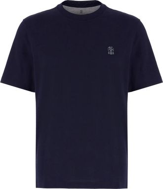 Brunello Cucinelli Tops, Heren, Blauw, XL, Katoen, Casual Katoenen T-Shirt voor Mannen